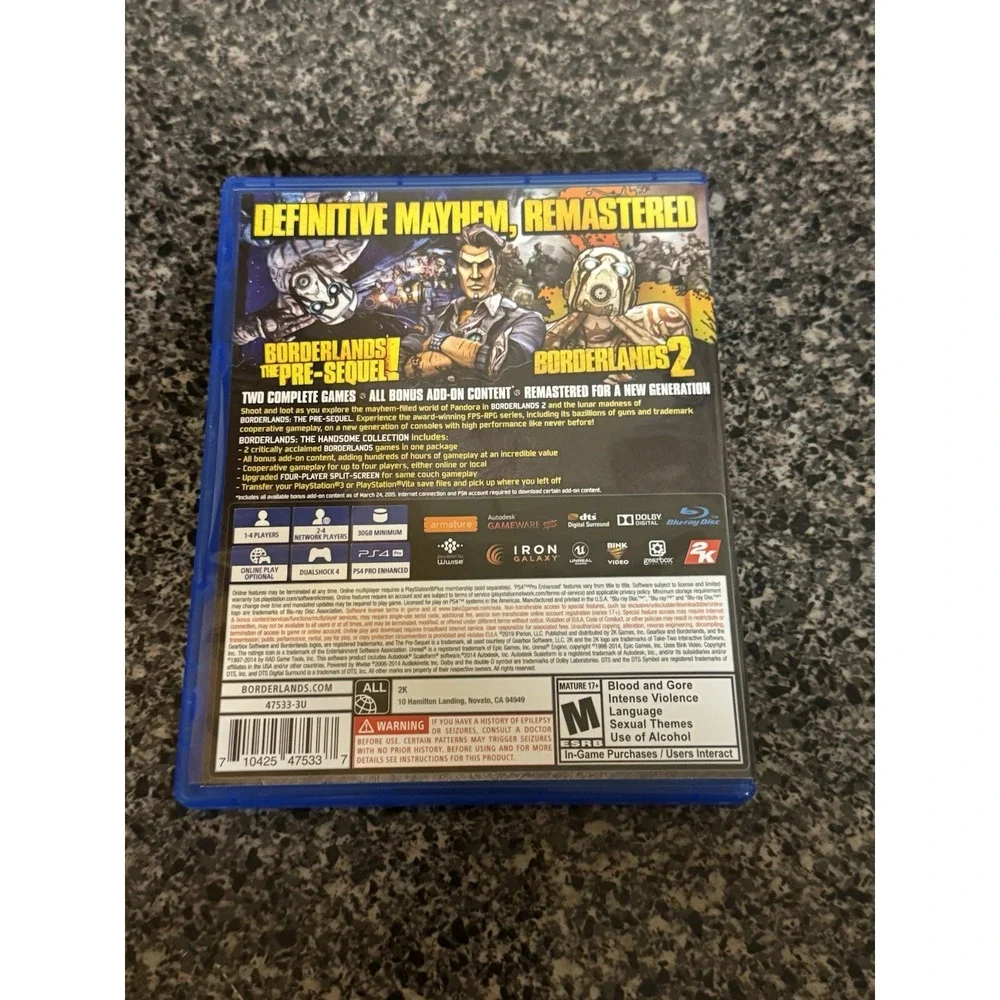 Borderlands The Handsome Collection Borderlands 2 + Pre-Sequel PS4 Rated‎ Mature
